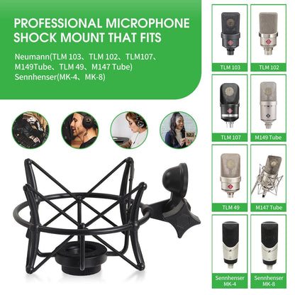 ZibugZag Microphone Shock Mount for Condenser Microphones, Compatible Black