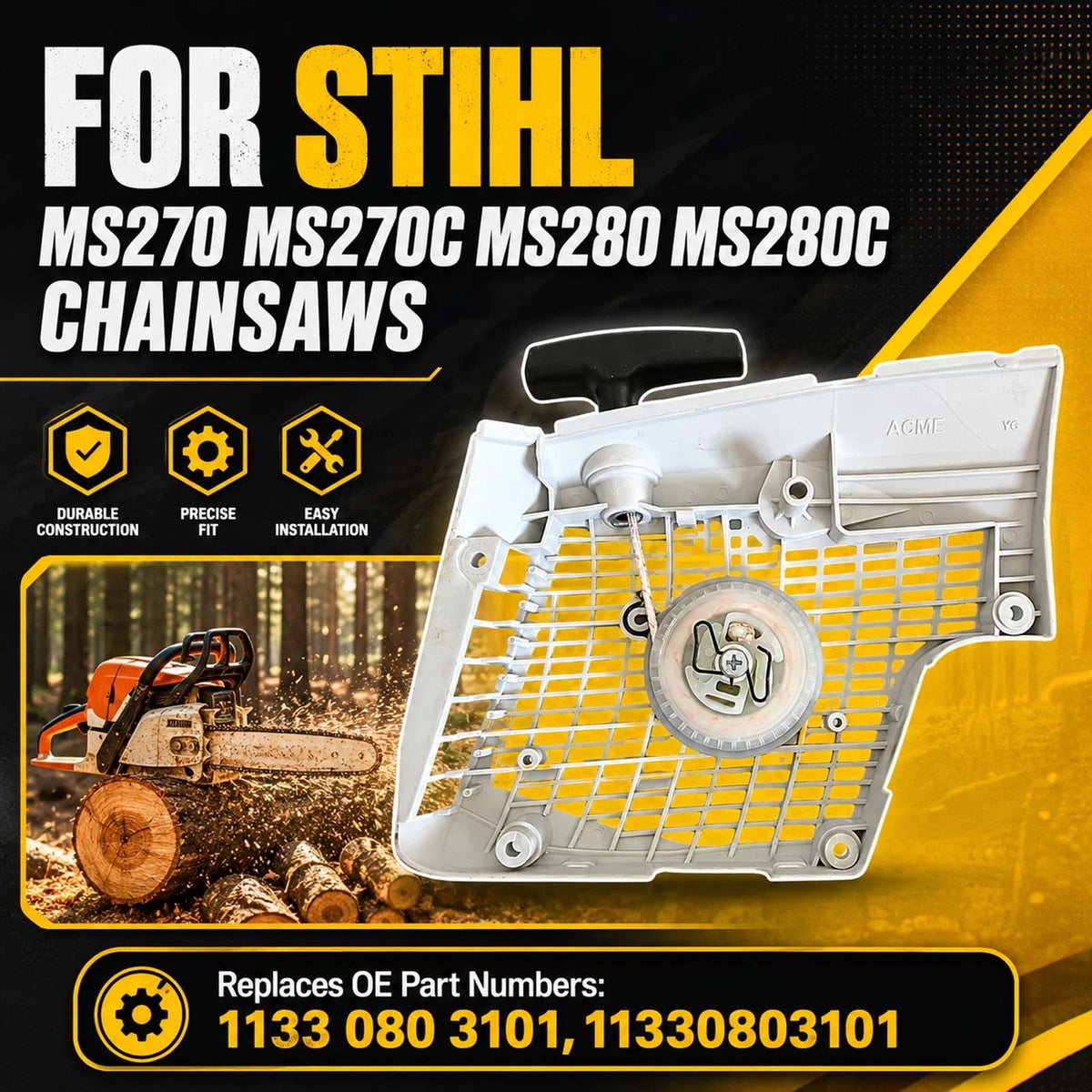 All-in-One Recoil Starter Assembly Fits for Stihl MS270/280 MS270C/280C Gas Tool