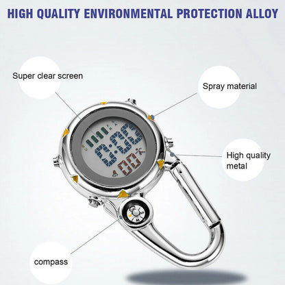 Backpack Clip On Band Carabiner Digital Sports Fob Watch Luminous For Hikers tt