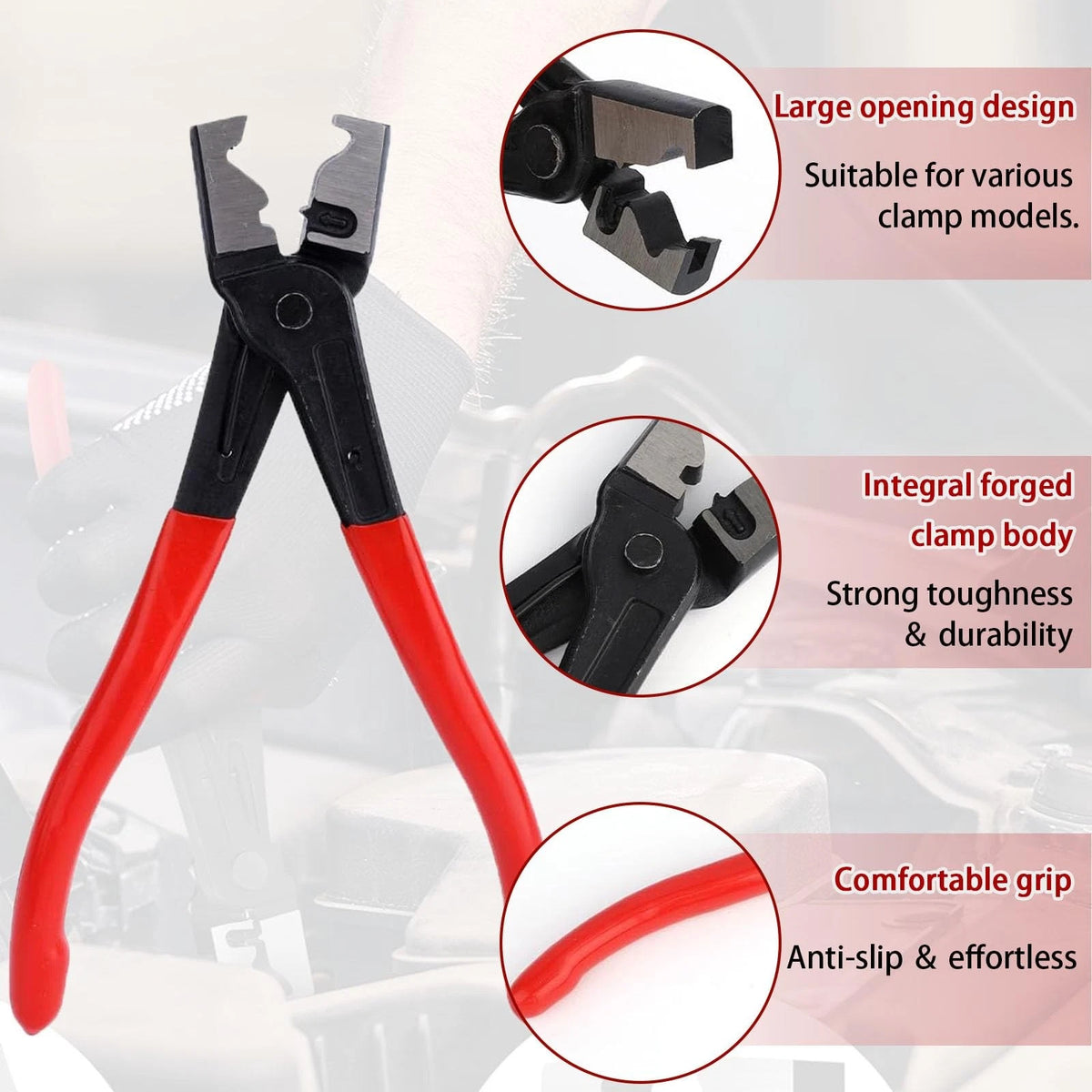 LUOWPZI 5-Piece Automotive Electrical Disconnect Pliers Kit, Fuel 5 Pcs, Red