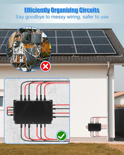 GMURA 8 String Solar PV Combiner Box, IP68 Waterproof Circuit Breaker Black