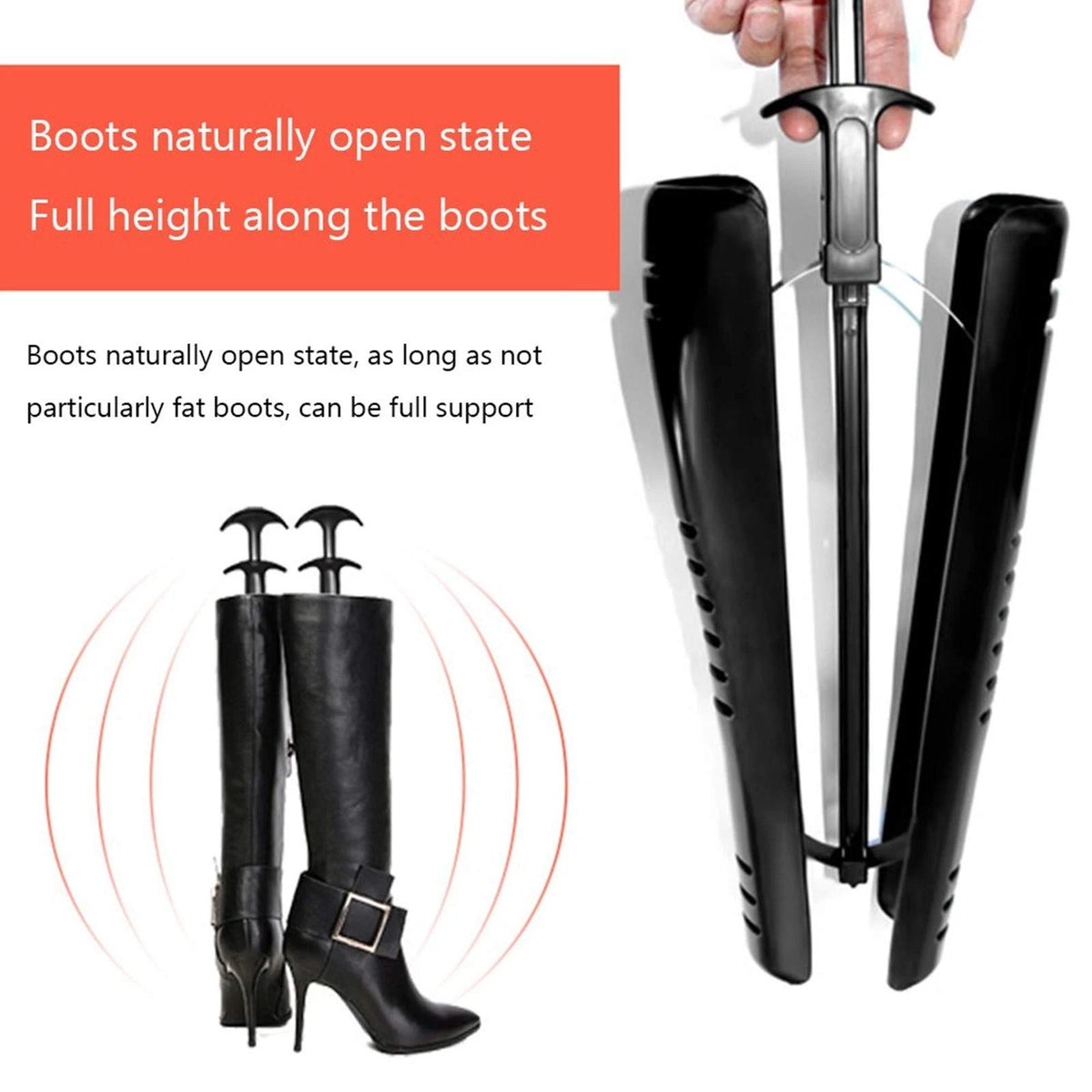 OHOH Boot Tree Shaft Shoe Shapers for Knee High Tall X-Large, 2 Pair Black