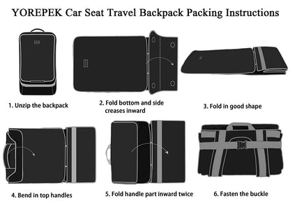 YOREPEK Padded Car Seat Travel Bag Backpack 28x18x18 Inch (Pack of 1), Black