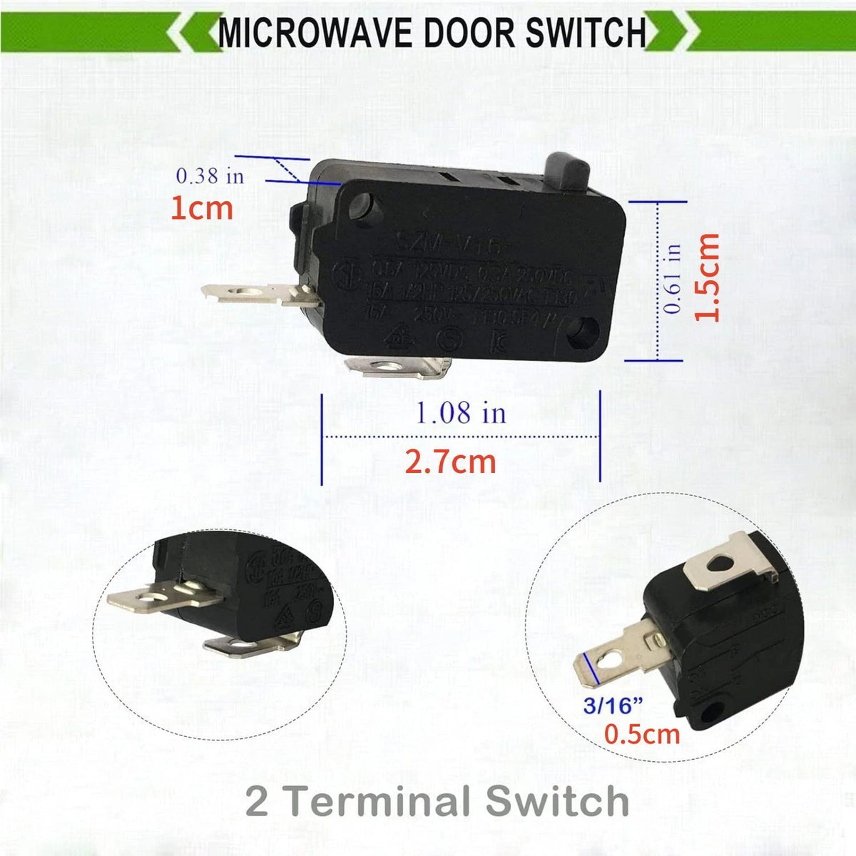 3x Microwave Oven Door Switch for Microwave 16A 125/250V(Normally O&C)