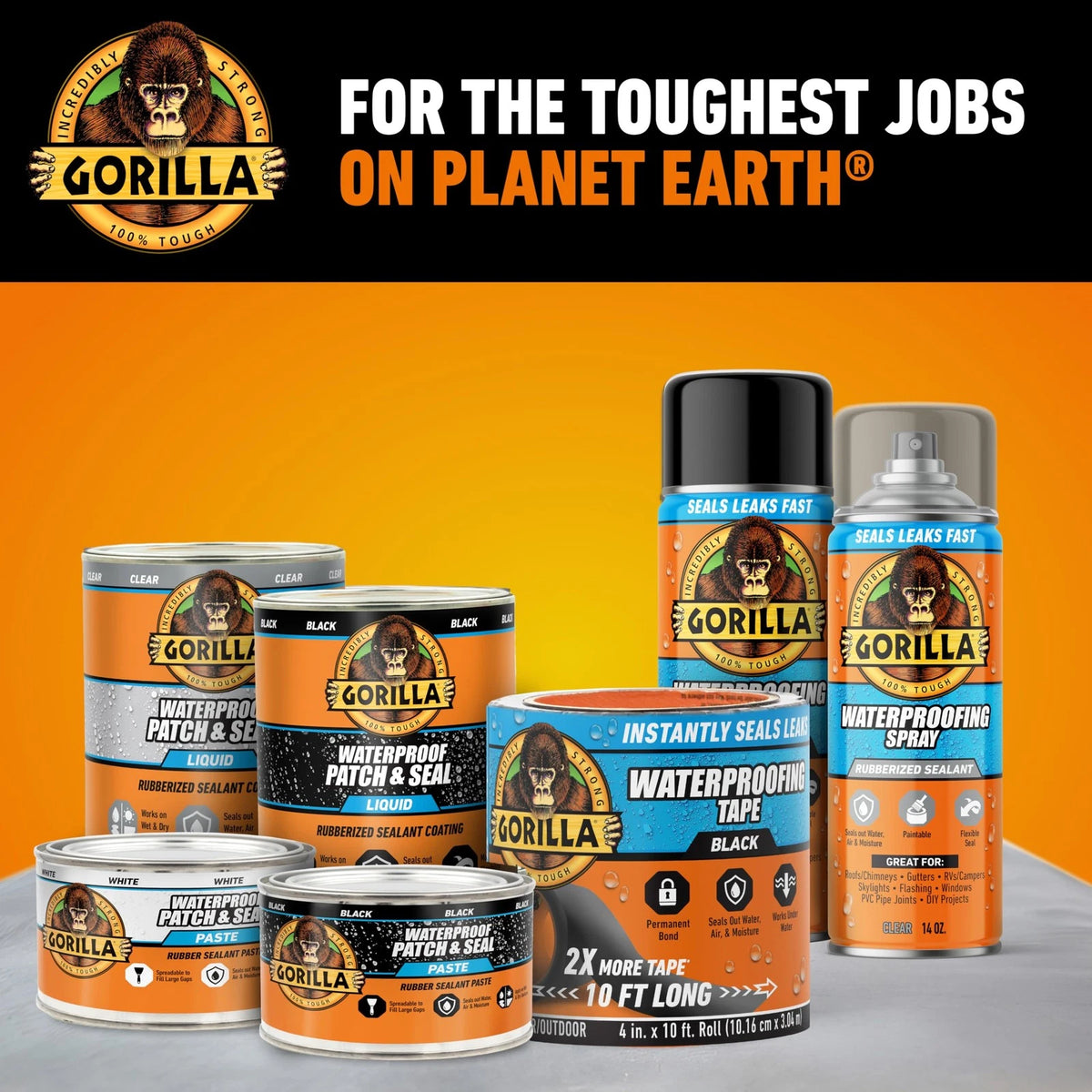 Gorilla Waterproof Patch & Seal Tape, White 4" x 10' 1 - Pack,