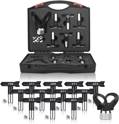 14 Pcs Airless Sprayer Tips, Paint Tip Guard and Black black