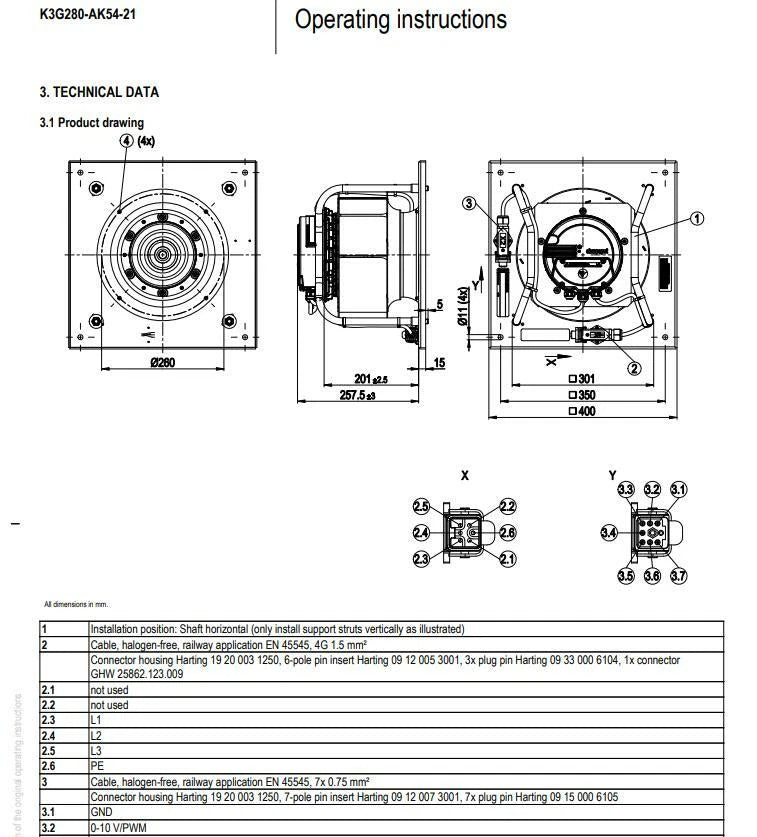 Ebmpapst K3G280-AK54-21 Centrifugal Fan 400VAC ??280MM 3400RPM EC Cooling Fan
