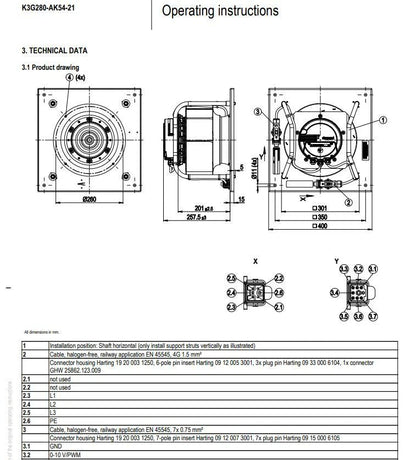 Ebmpapst K3G280-AK54-21 Centrifugal Fan 400VAC ??280MM 3400RPM EC Cooling Fan