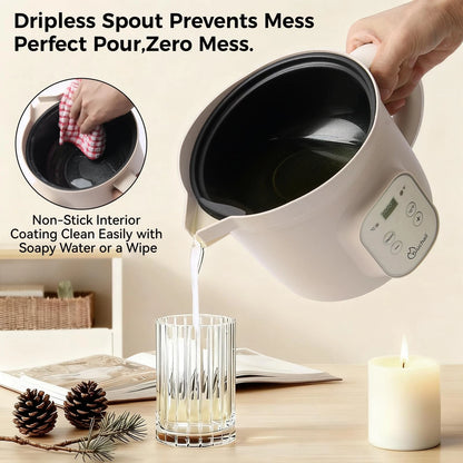 Yuuchail 1.6QTs Electric Wax Melter with Digital Display, Precise Temp Beige