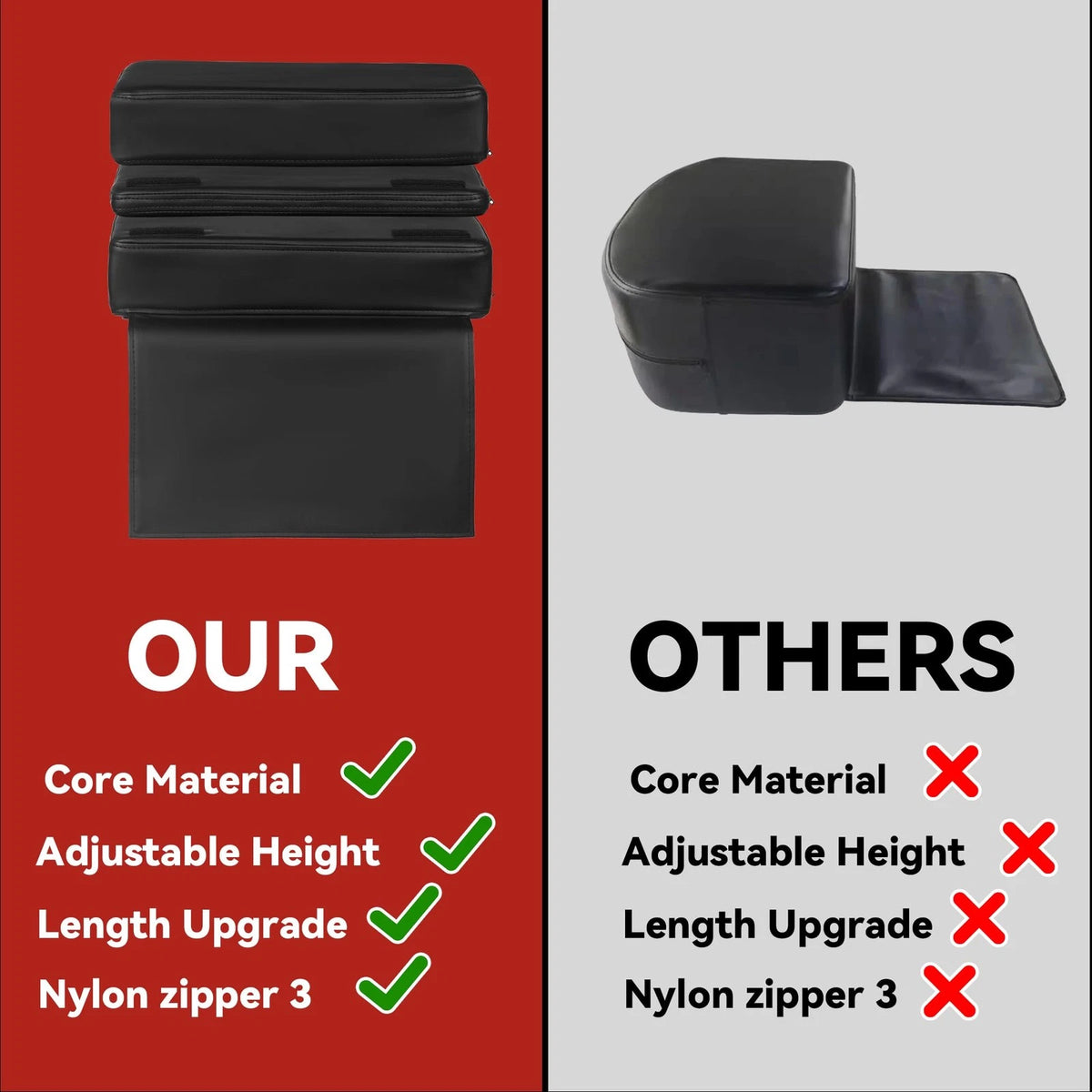 HOMBYS Adjustable Salon Booster Seat for Kids Leather 14.5"x11"x7.4", Black
