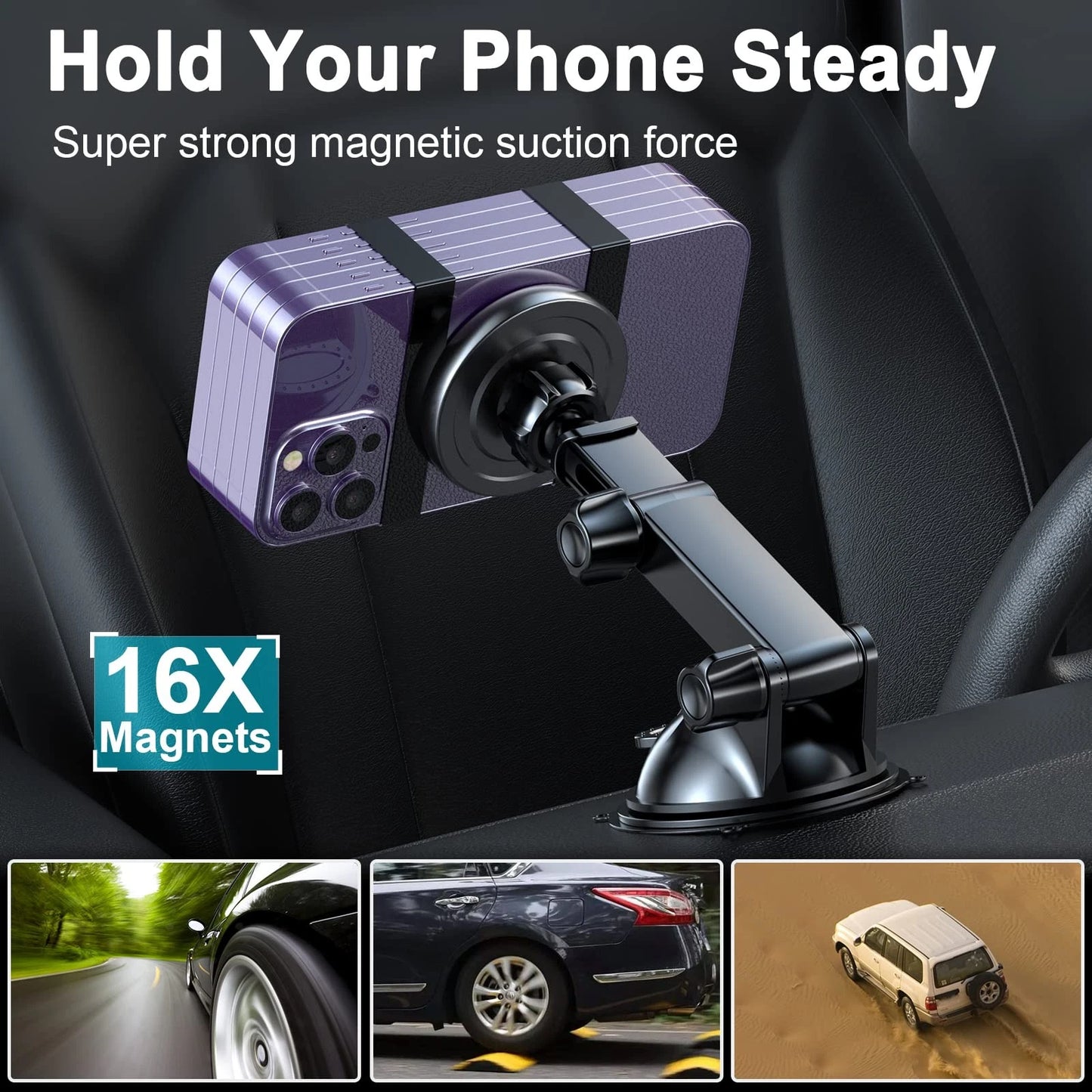 MAGJIEYX for MagSafe Car Mount Charger, Fast portable magsafe car mount, Gray