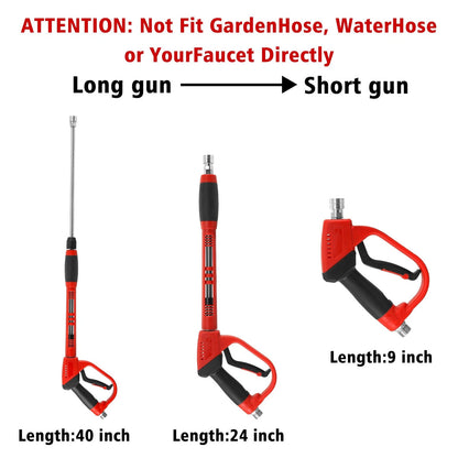 Tool Daily Deluxe Pressure Washer Gun, with Replacement 40inch, Black, Red