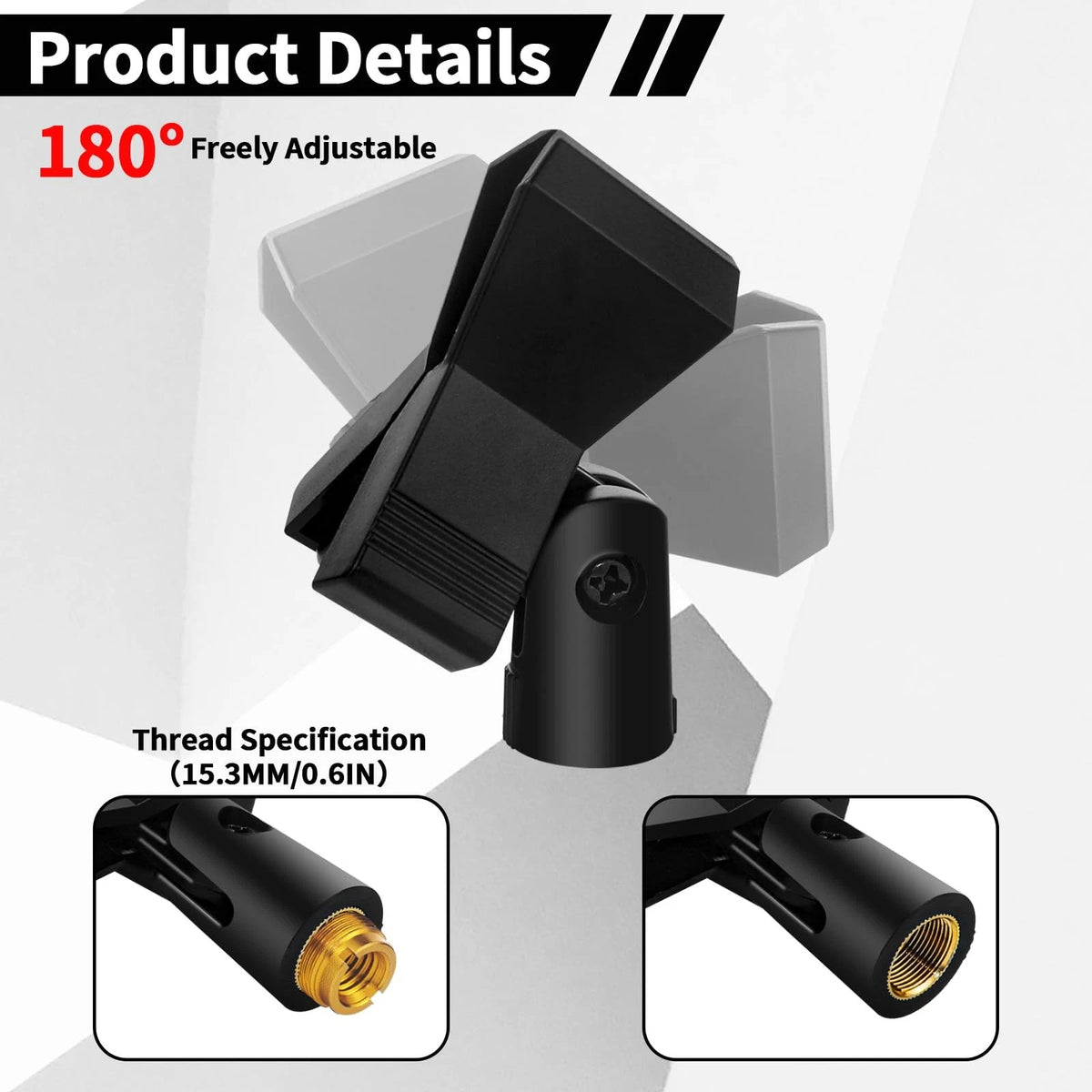 4 Pack Universal Adjustable Mic Clips for Stands, Wireless Microphone Holder...