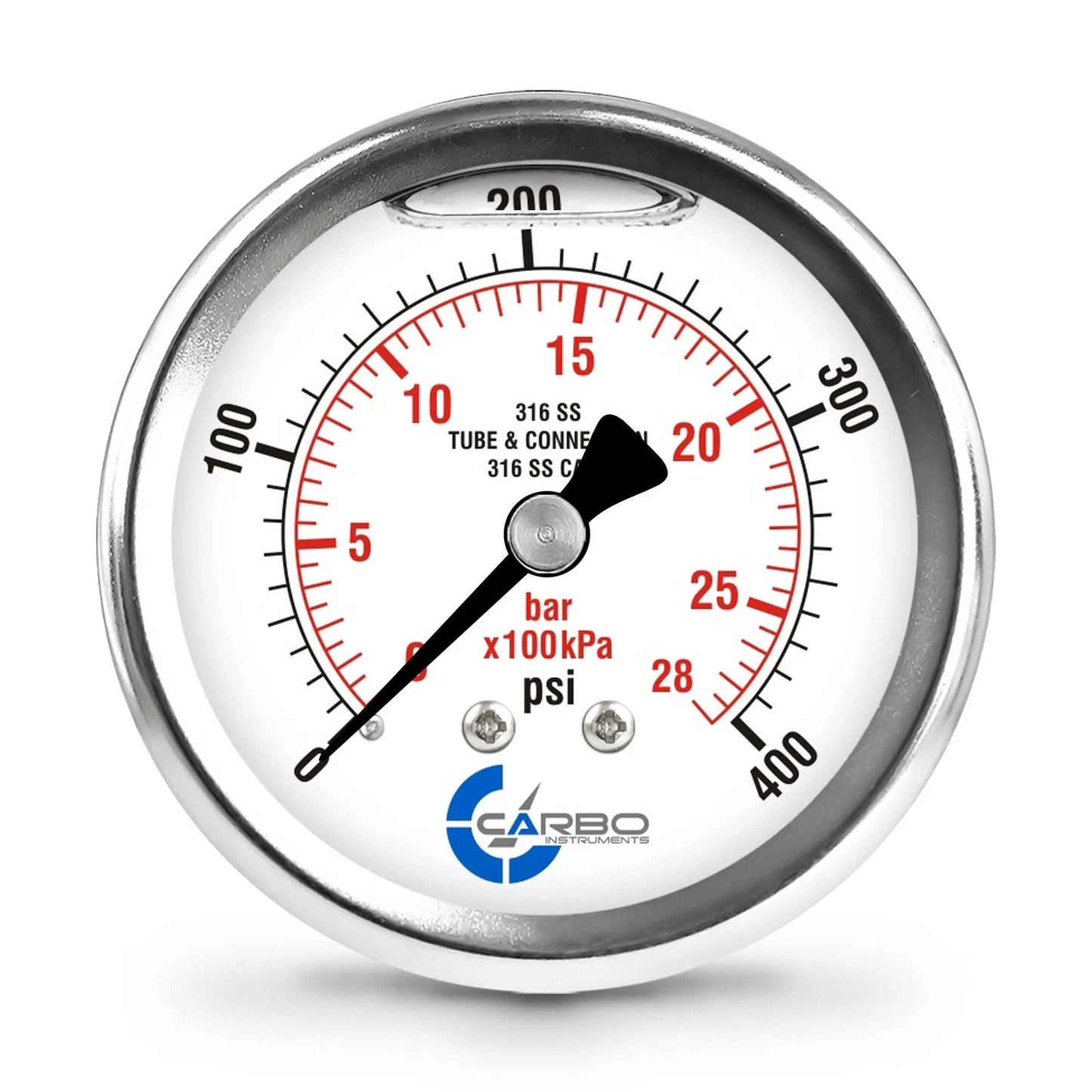 CARBO Instruments 2 1-2" Pressure Gauge, All Stainless Steel Wetted 2- 1/2"