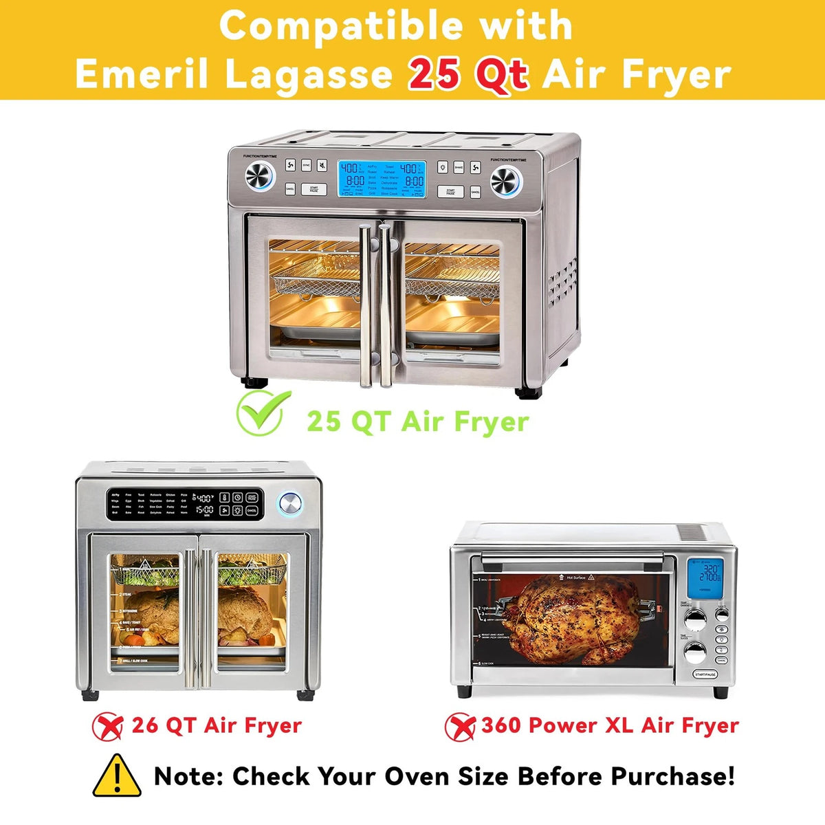 Crumb Tray Replacement for Emeril Lagasse 25 Qt Air Fryer 25 Qt, Silver