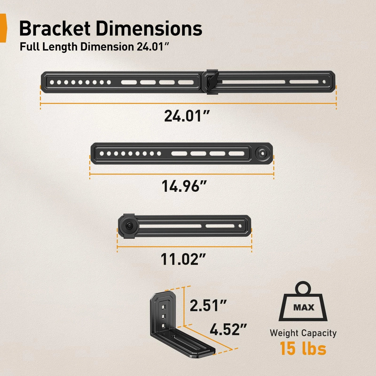 Perlegear Soundbar Mount with Adjustable Height, Sound bar up to Black