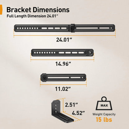 Perlegear Soundbar Mount with Adjustable Height, Sound bar up to Black
