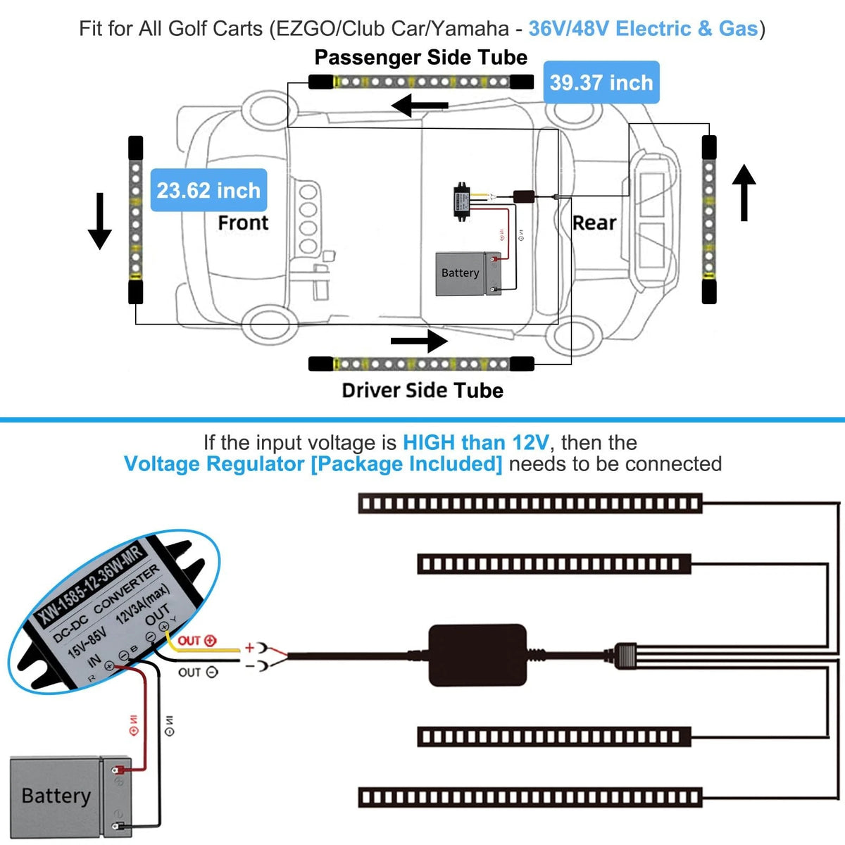 Cartalia Golf Cart Underbody LED Lights 4Pcs, 12V - 80V 4 PCS, Multi-Color