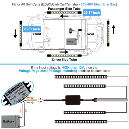 Cartalia Golf Cart Underbody LED Lights 4Pcs, 12V - 80V 4 PCS, Multi-Color