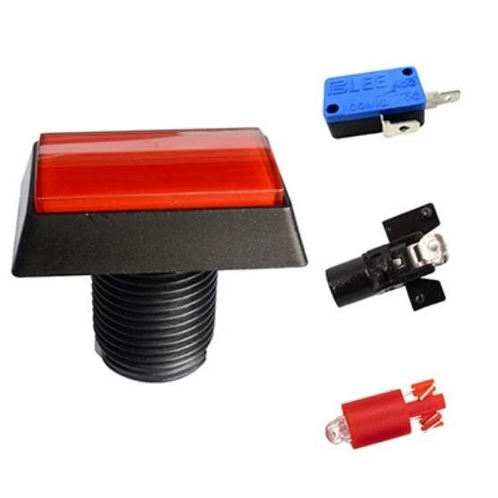 5Pcs Arcade Square Rectangle Buttons LED Push Illumilated w/ Microswitch w