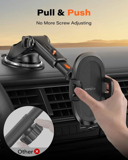 APPS2Car Suction Cup Phone Mount, Universal 6.3 inches, Black-1st Version