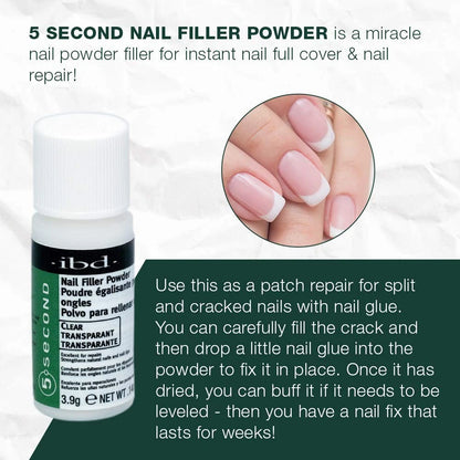 IBD 5 Second Nail Filler Powder – 0.14 Ounce (Pack of 3),