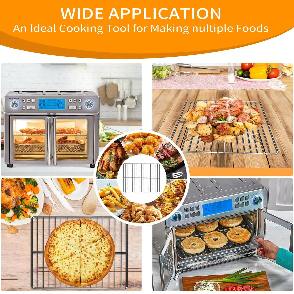 GWYSY Air Fryer Wire Rack for 14.5''*11.5'' Emeril 25QT, Silver