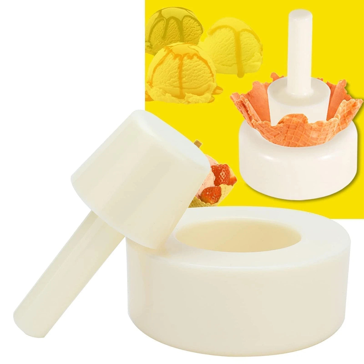 2PCS Waffle Cone Shaper, Ice Cream Maker Roller White