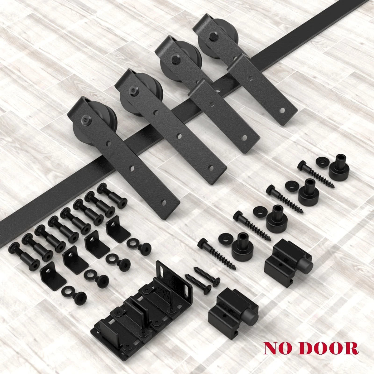 FLYVLIEG 6FT Mini Bypass Barn Door Hardware Kit for 2 6FT(2 doors), Black