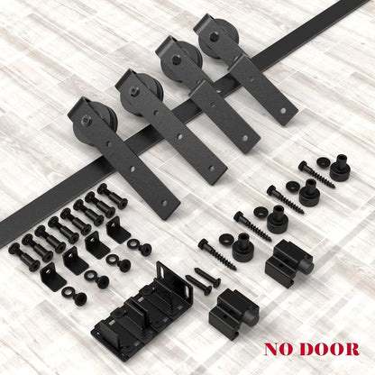 FLYVLIEG 6FT Mini Bypass Barn Door Hardware Kit for 2 6FT(2 doors), Black