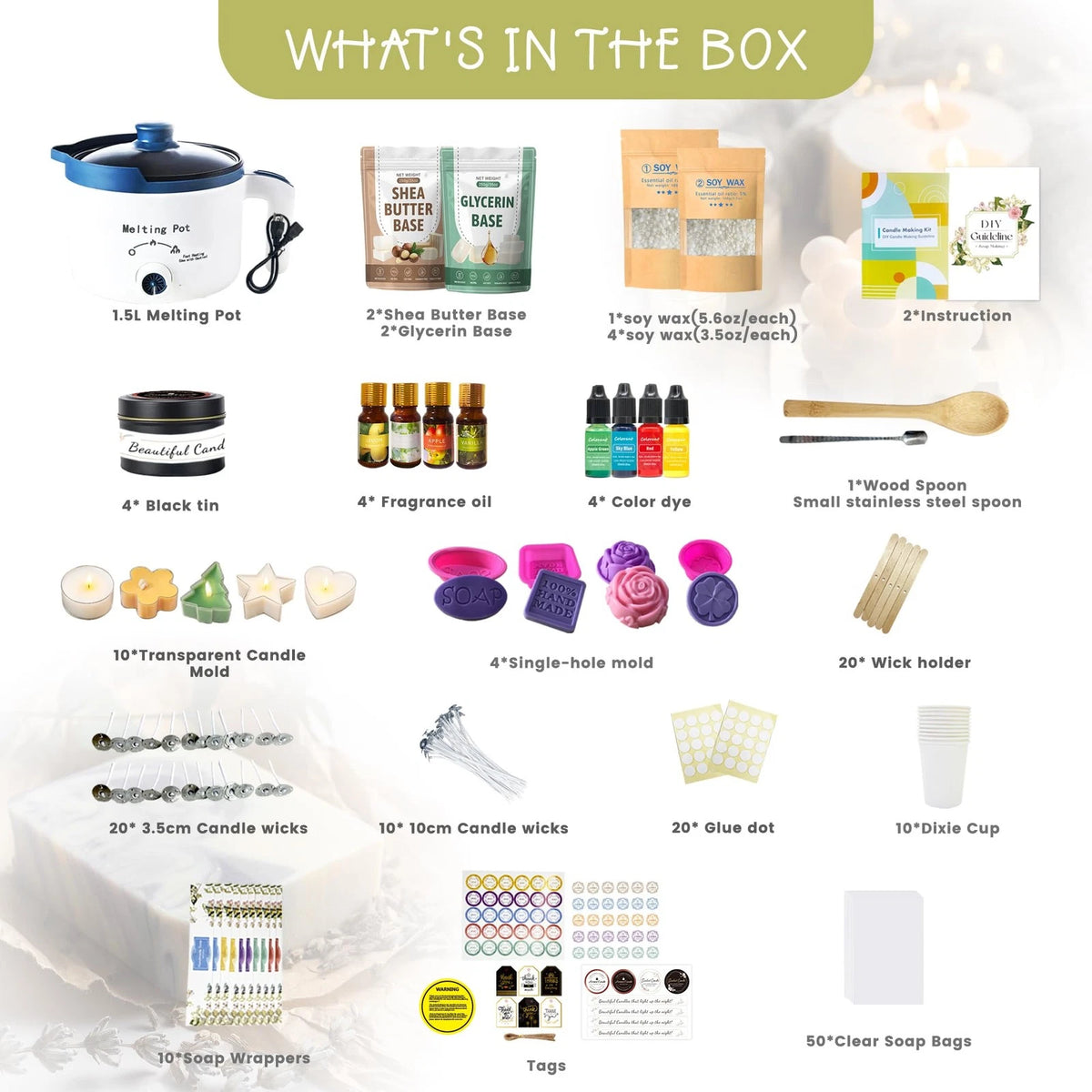 PIUH Basic DIY 2-in-1 Candle & Soap Making Supplies Kit with