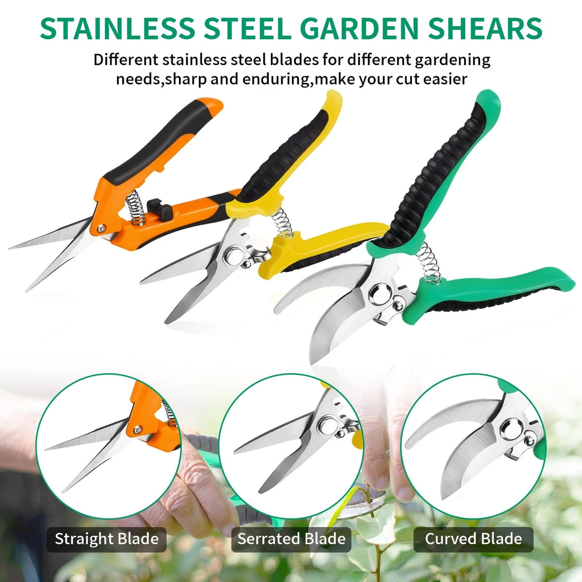 Garden Pruning Shears 3 Pack Gardening Scissors Multicolor