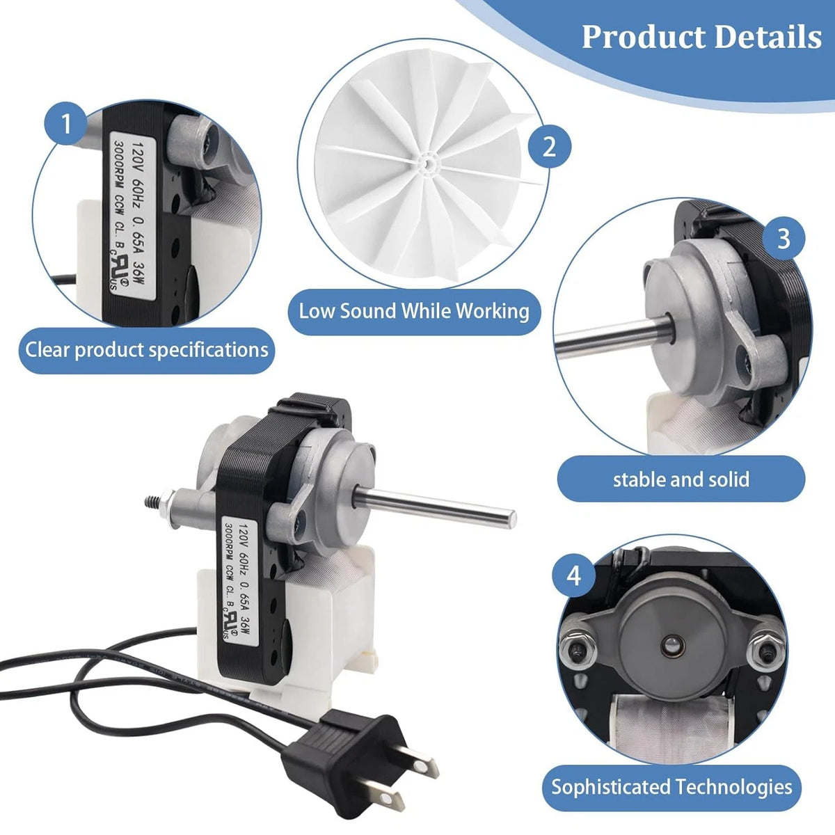 Universal Bathroom Vent Exhaust Fan Motor Replacement Electric Motors Kit...