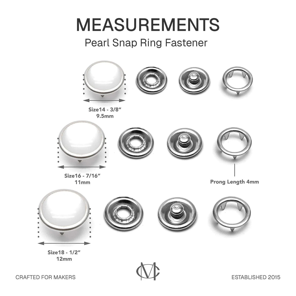 CRAFTMEMORE 20 Sets 10.5MM Transparent Pearl Snaps Fasteners