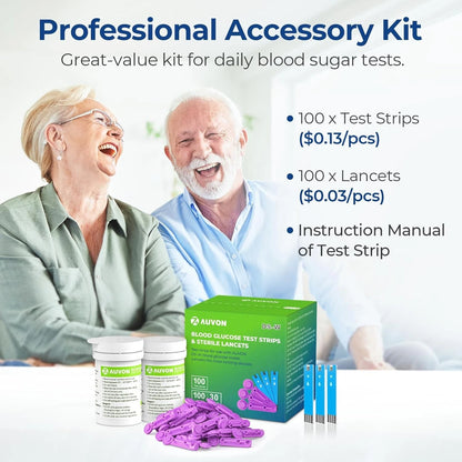 AUVON Blood Glucose Test Strips & Diabetic Lancets Kit, 100 for...
