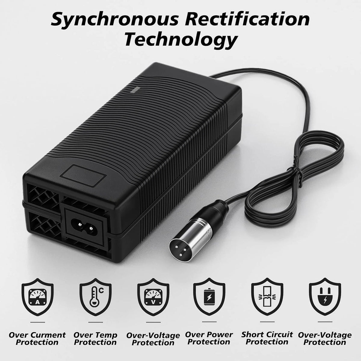 29V 5A 3-Pin Male XLR Connector Battery Charger for Lakematic, Jazzy Black