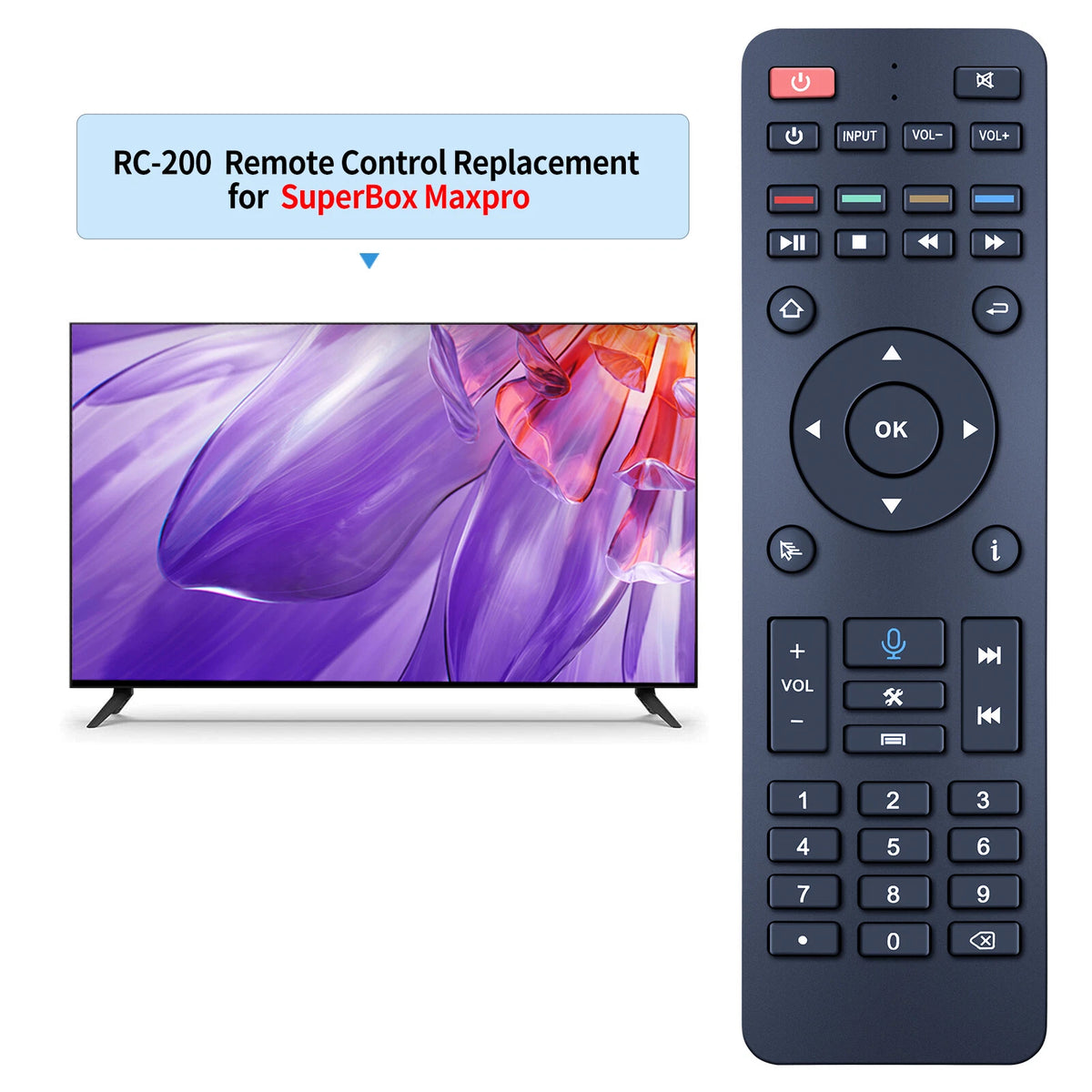 RC-200 Voice Remote Control For SuperBox S5 MAX, S3 S4 PRO Applicable
