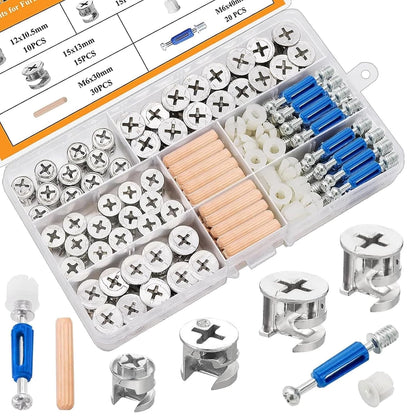 120PCS Cam Locks for Furniture,3-in-1 Eccentric Hardware 120PCS, silver