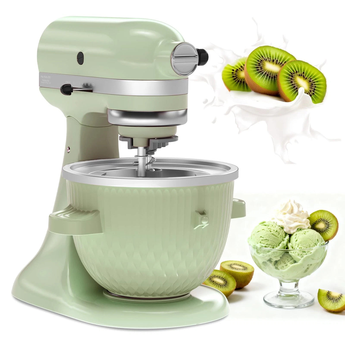 Ice Cream Maker Attachment for KitchenAid Stand Mixer, Light Green
