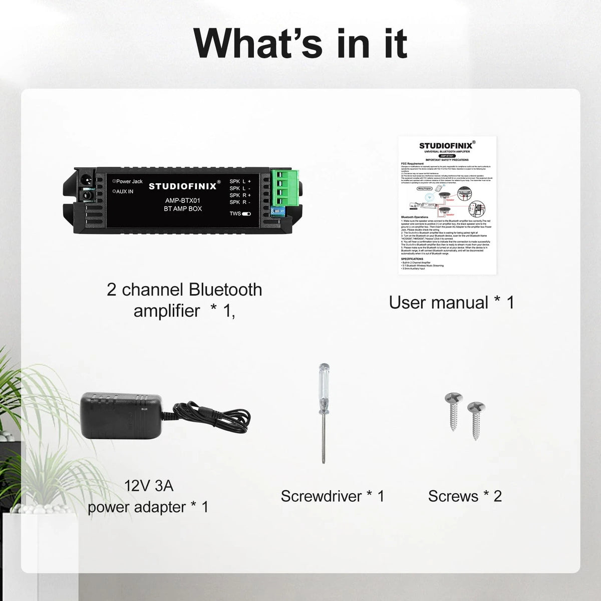 STUODIOFINIX 2-Channel Mini 5.1 Bluetooth Amplifier for Passive Speakers...