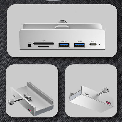 6 in 1 USB 3.0 Hub Clamp Adapter Aluminum USB Splitter for iMac/Laptop/PC