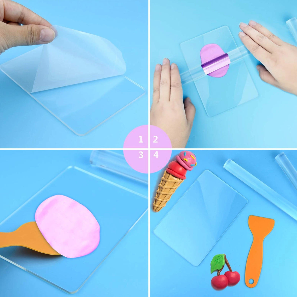 5 Pieces Polymer Clay DIY Tool, Marrywindix Acrylic Roller with Acrylic...