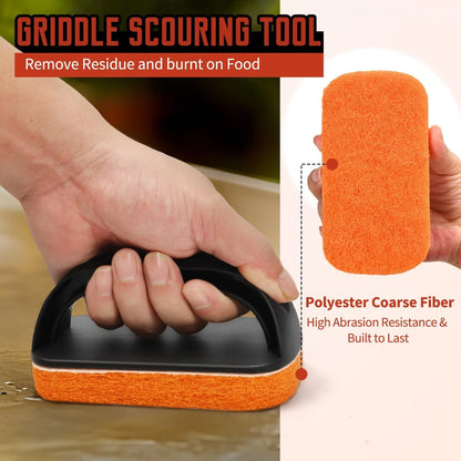 Griddle Cleaning Kit for Blackstone, Heavy-Duty Scraper & 12pcs Orange