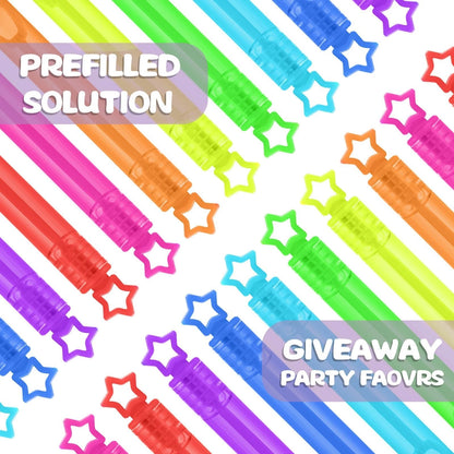32 Pcs 8 Colors Neon Bubbles Party Favors For 4.2 inches, Star Color