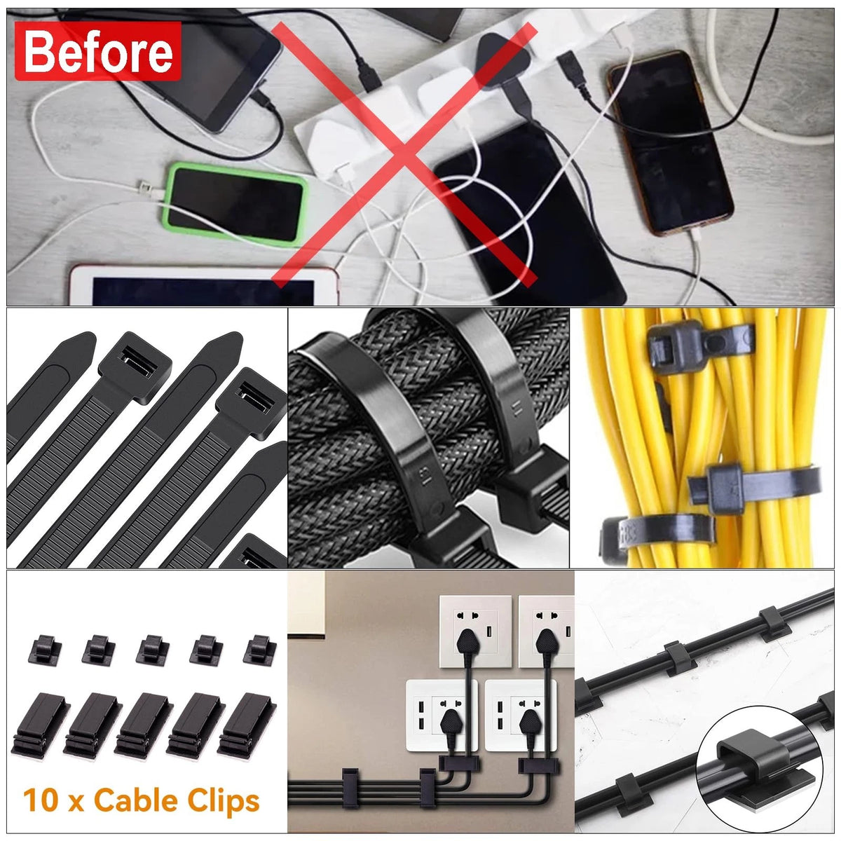 YUANYE Cable Management Box Kit for Power 3 pack, Black