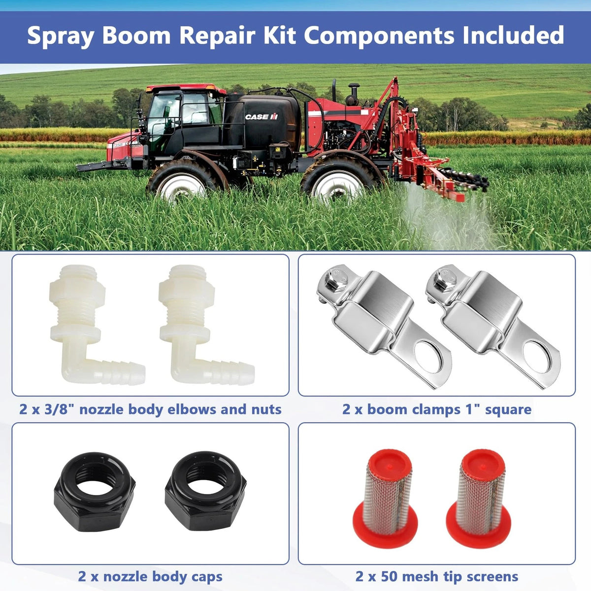 Spray Boom Repair Kit with 2 x 3/8" Polypropylene Elbow 3/8 Inch, White