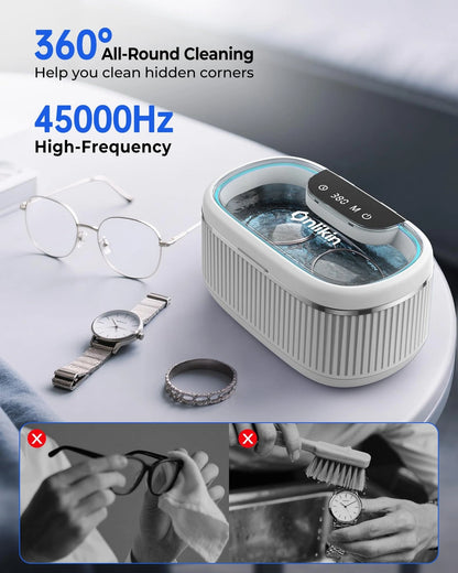 onlikin 35W Ultrasonic Jewelry Cleaner, 45KHz Retainer Cleaner for White
