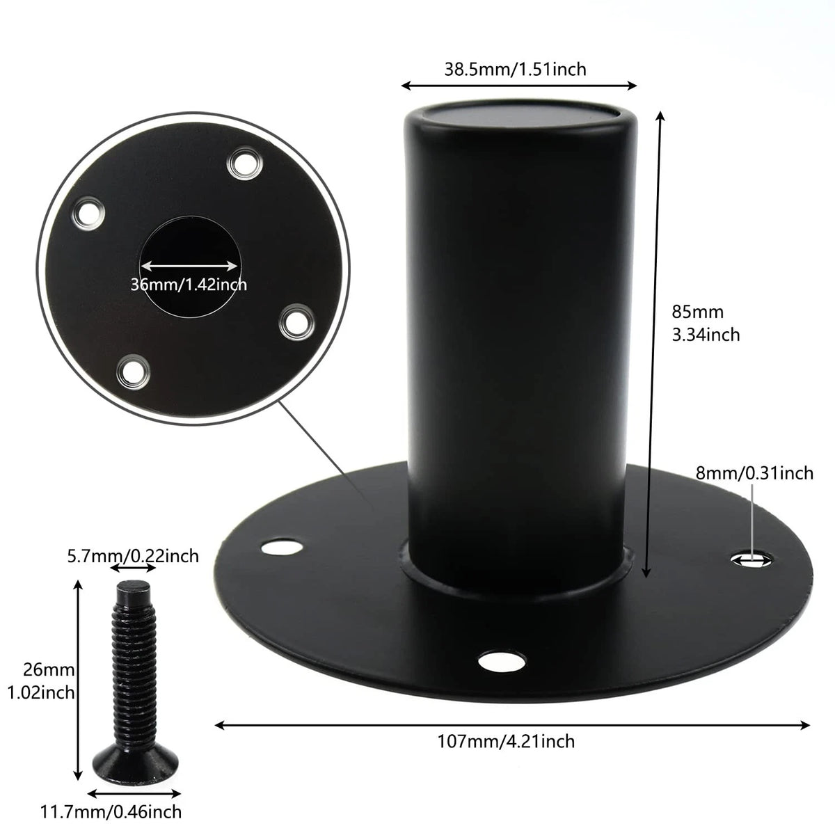 E-outstanding Speaker Stand Top Hat 4.21x3.34Inch Black Metal