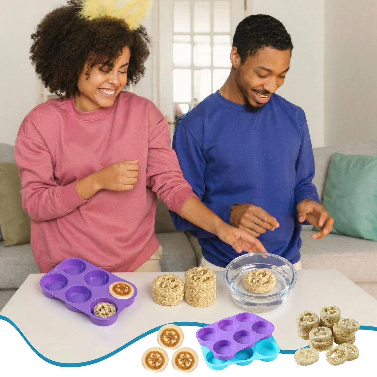 Sliner 4 Pack Silicone Soap Molds Kit with 1 Count (Pack of 28), Blue, Purple