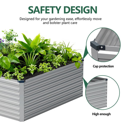 Vengarus 8x4x2ft Galvanized Raised Garden Bed,Metal 8x4x2 ft, Silver